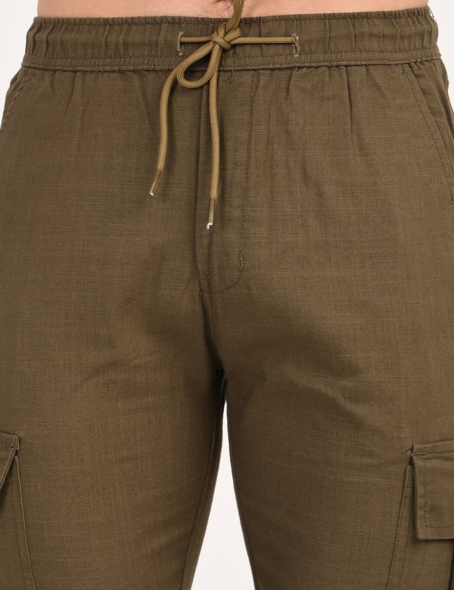 Leo linen Cargo - Olive Green