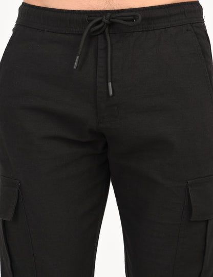 Leo linen Cargo - Black