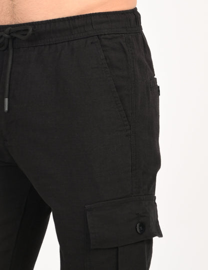 Leo linen Cargo - Black