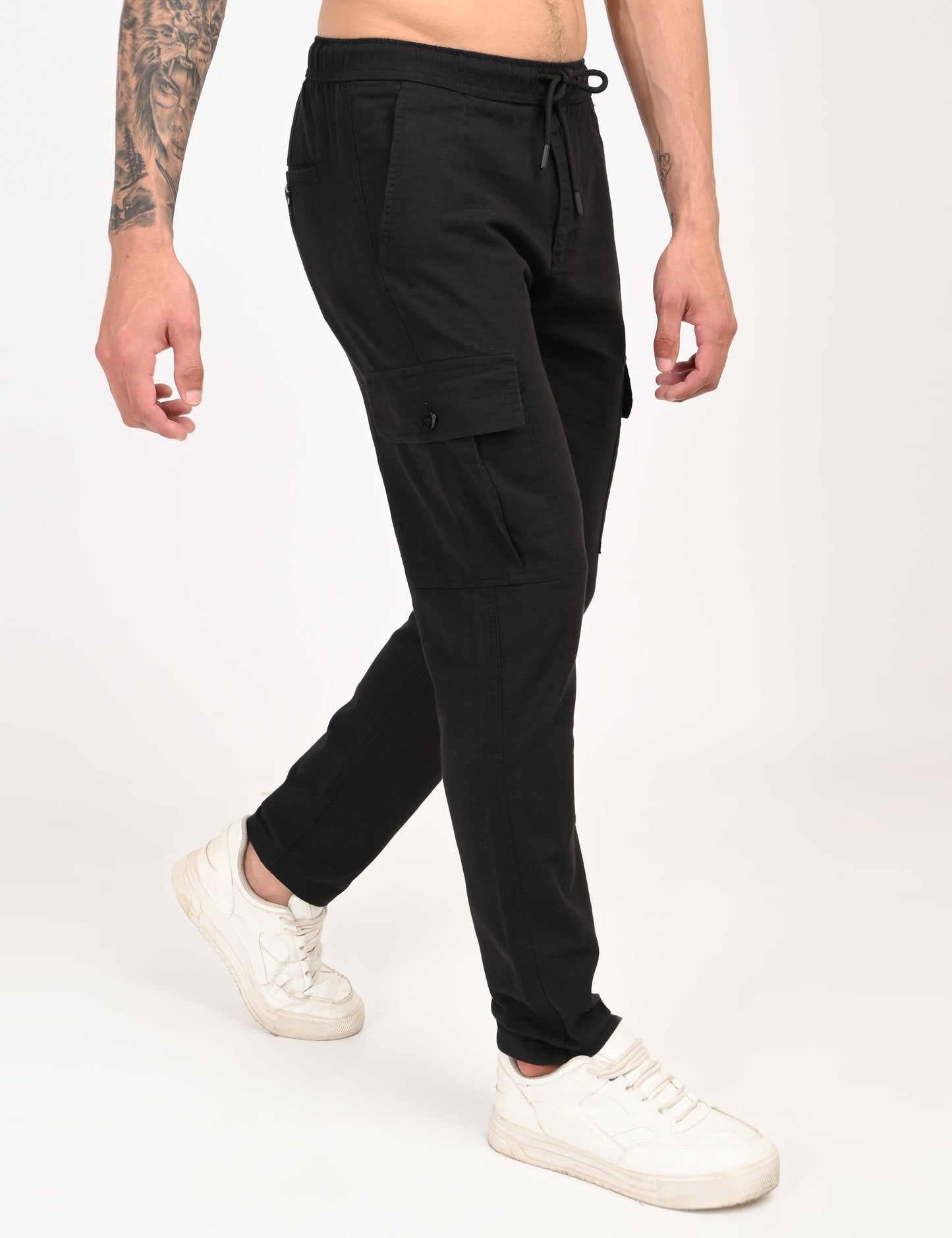Leo linen Cargo - Black