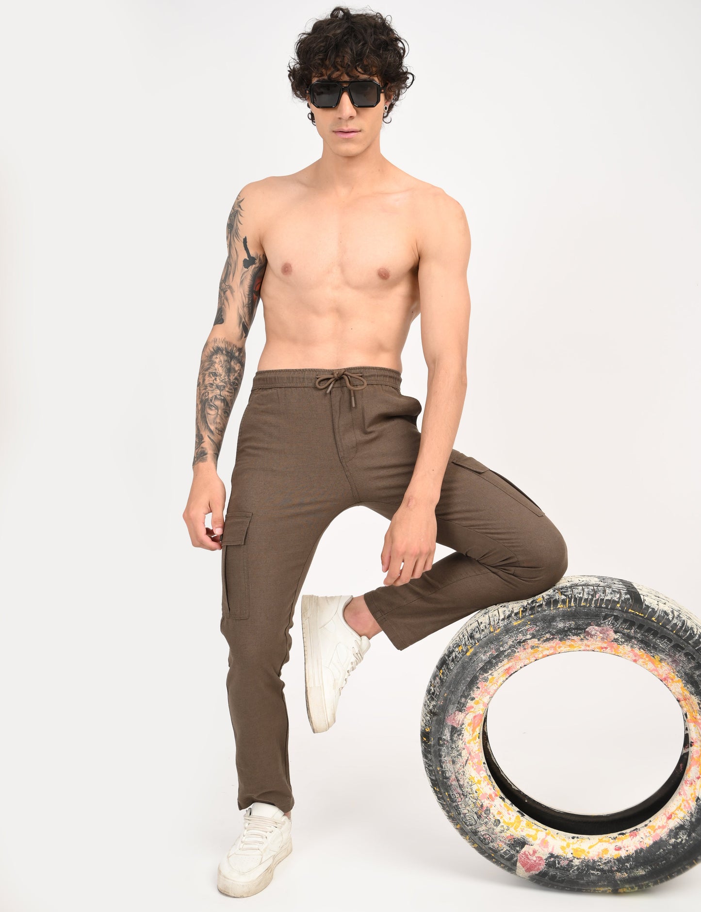 Leo linen Cargo - Brown