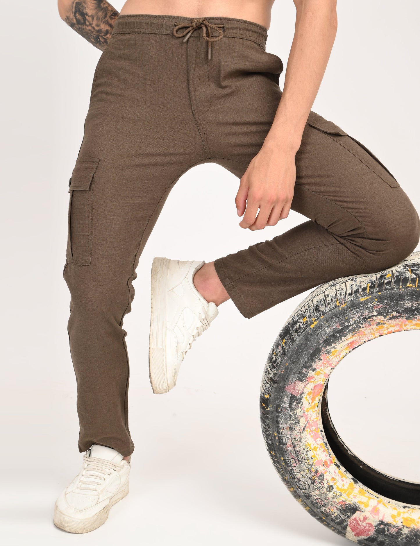 Leo linen Cargo - Brown