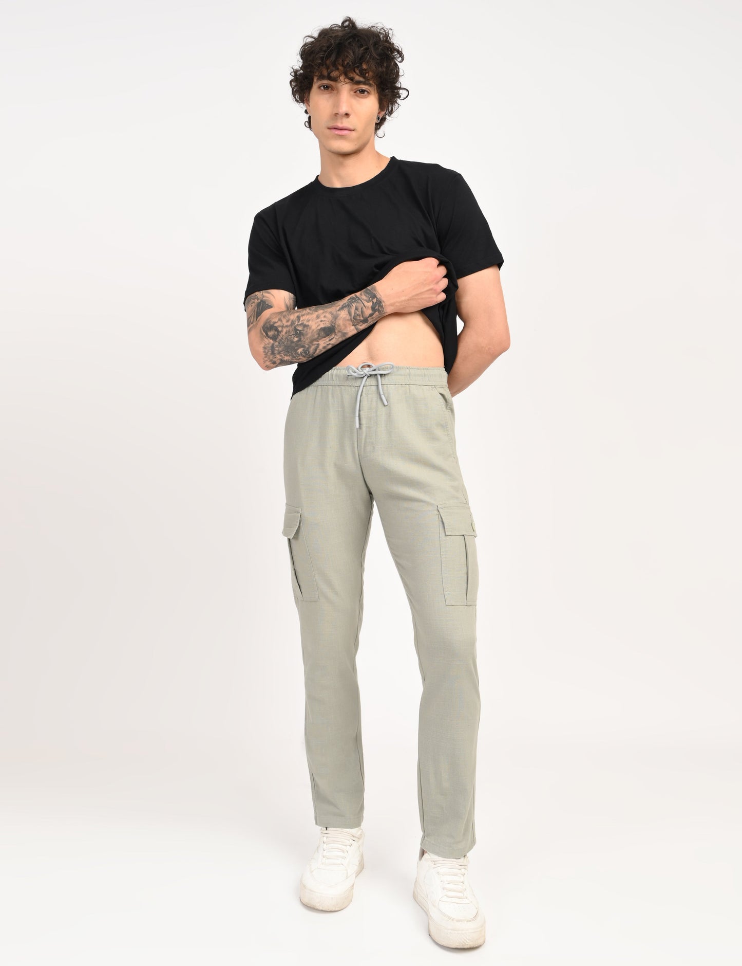 Leo linen Cargo - Light Green