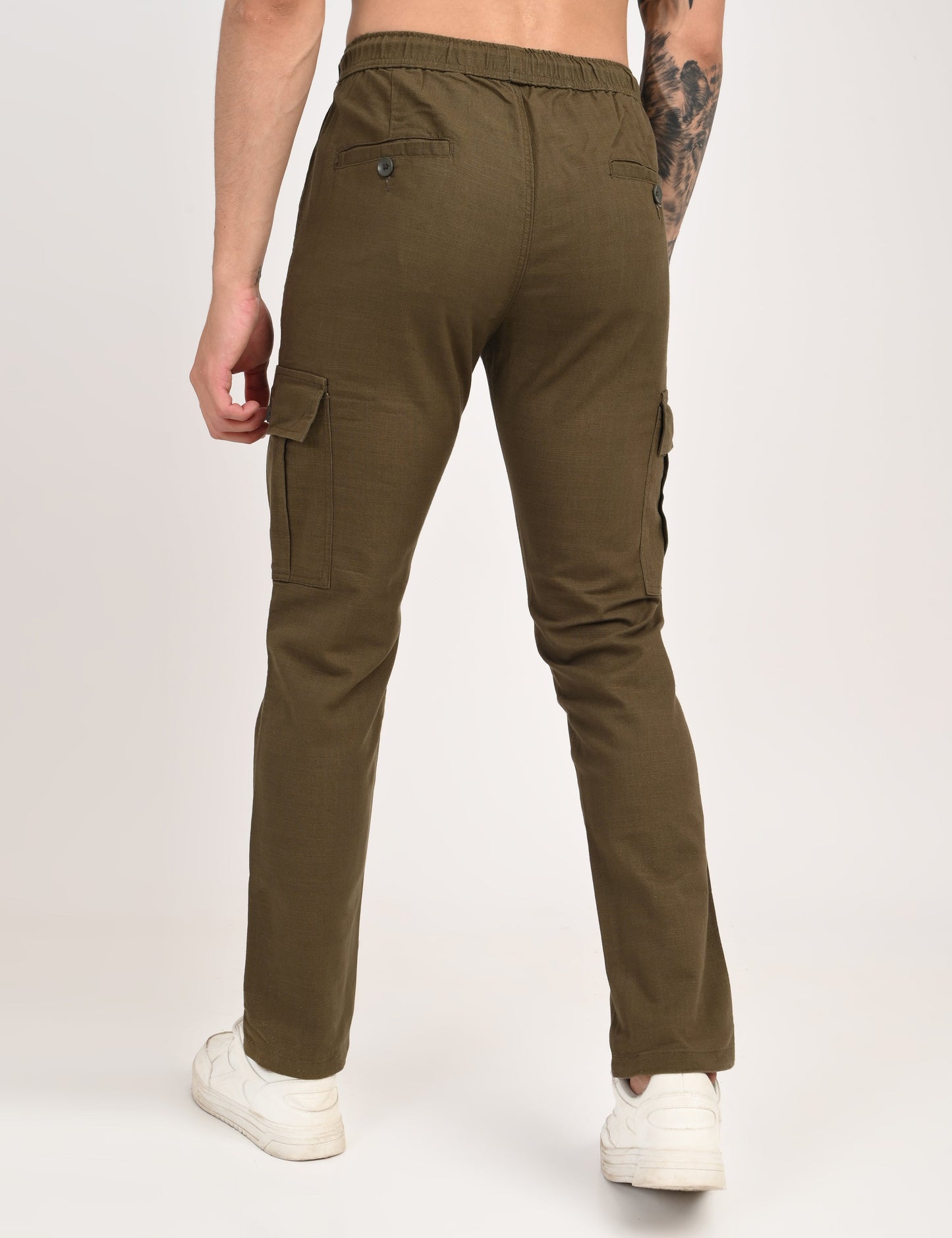 Leo linen Cargo - Olive Green