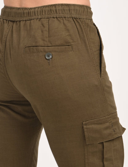 Leo linen Cargo - Olive Green