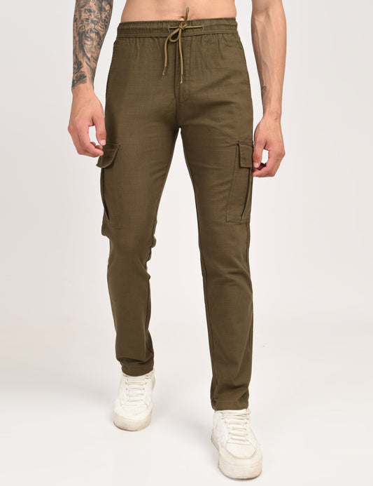 Leo linen Cargo - Olive Green