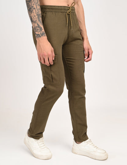 Leo linen Cargo - Olive Green