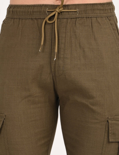 Leo linen Cargo - Olive Green