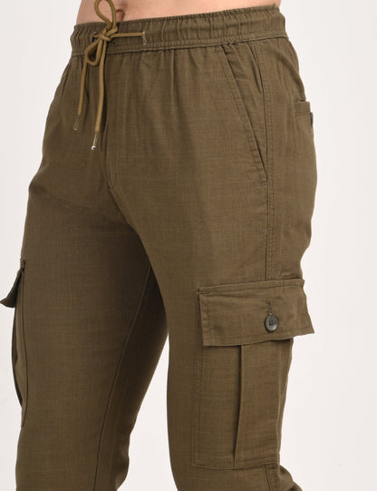 Leo linen Cargo - Olive Green