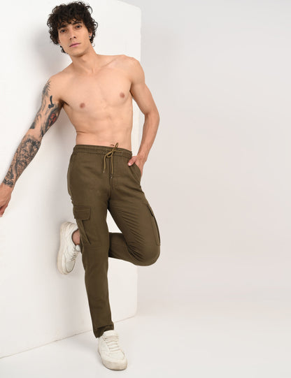 Leo linen Cargo - Olive Green