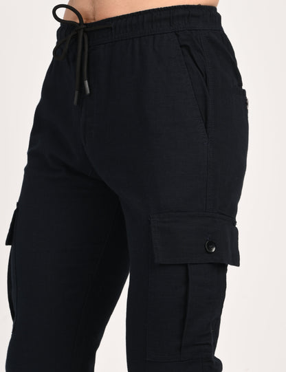 Leo linen Cargo - Navy Blue