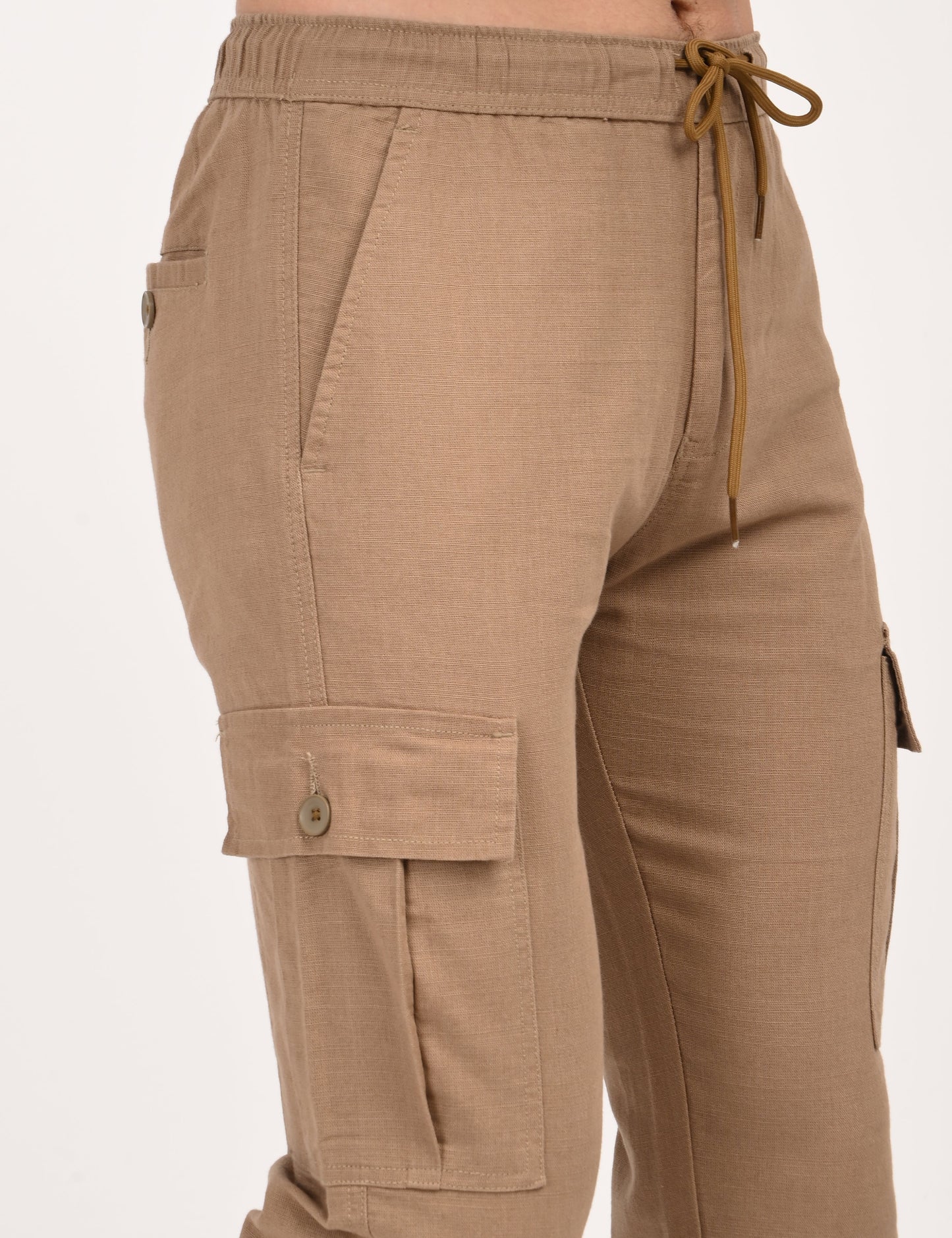 Leo linen Cargo - Khaki