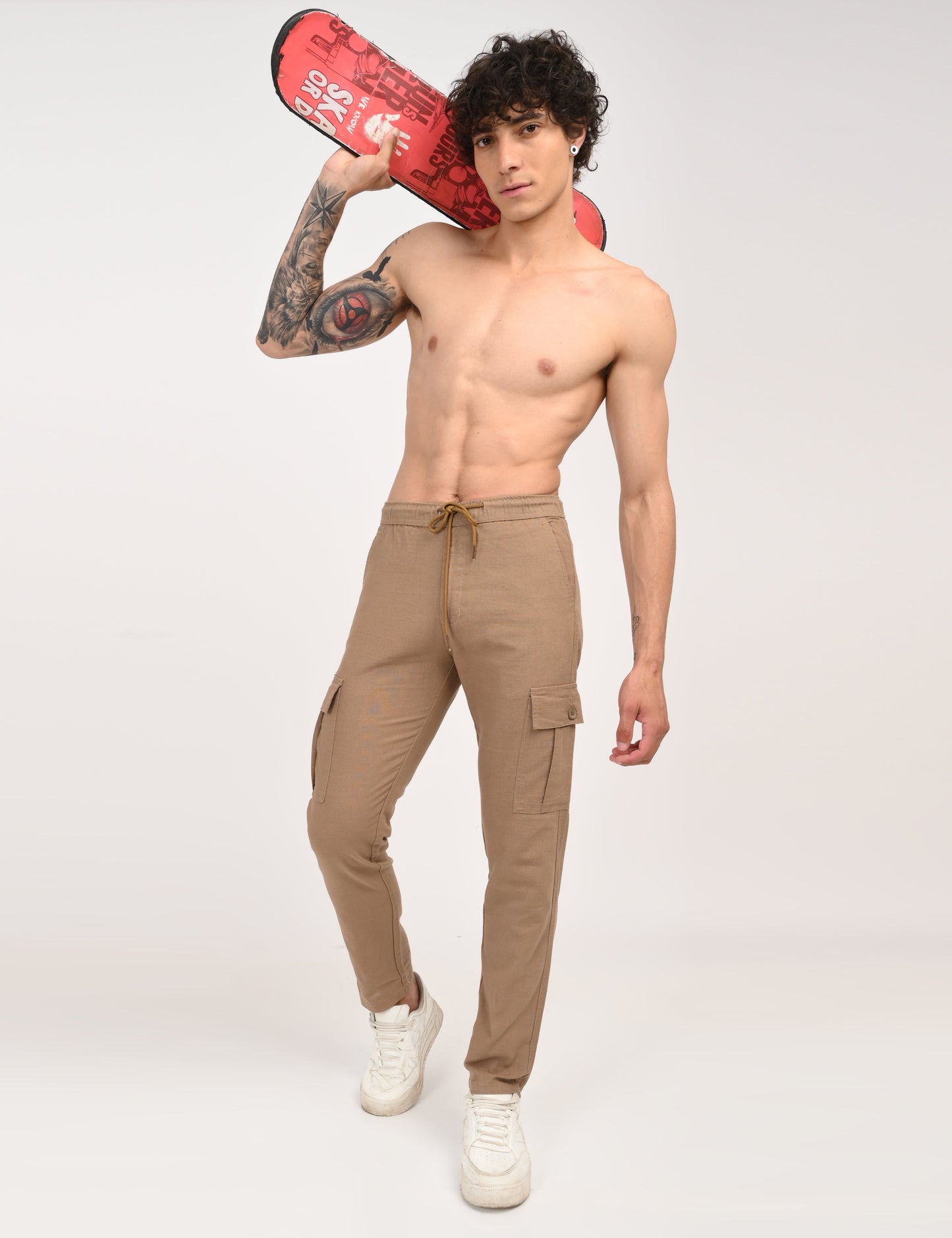 Leo linen Cargo - Khaki