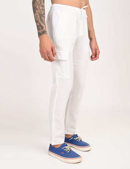 Leo linen Cargo - White