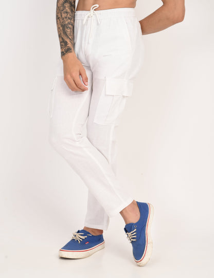 Leo linen Cargo - White