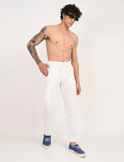 Leo linen Cargo - White