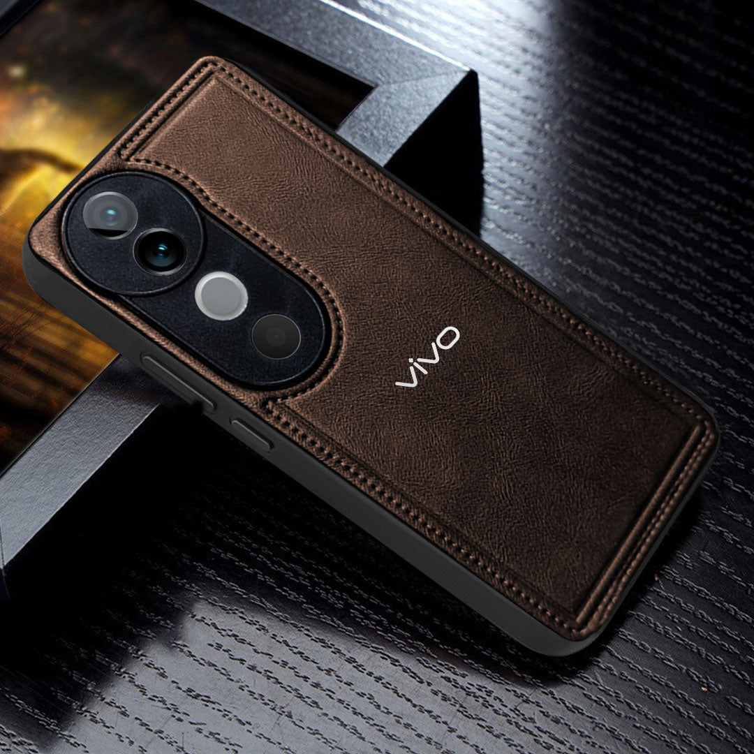 VIVO V40 5G Vintage Leather Stitched Protective Back Case
