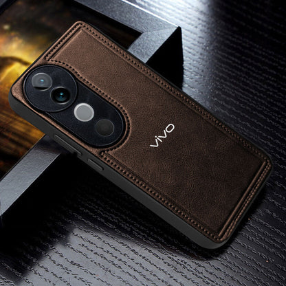 VIVO V40 5G Vintage Leather Stitched Protective Back Case