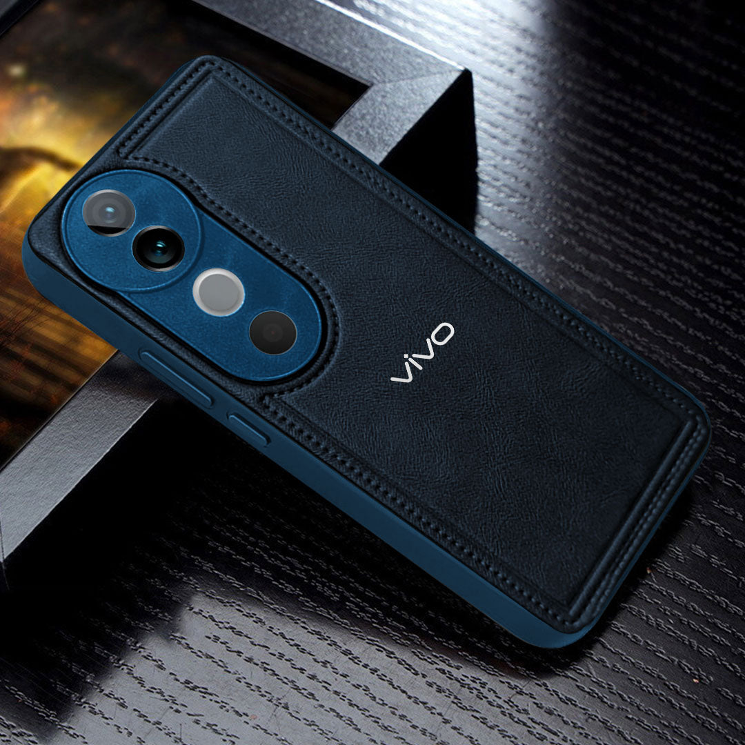 VIVO V40 5G Vintage Leather Stitched Protective Back Case