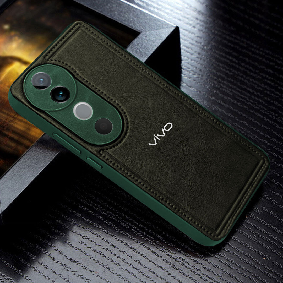 VIVO V40 5G Vintage Leather Stitched Protective Back Case