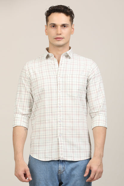 White Semi Checks Shirt