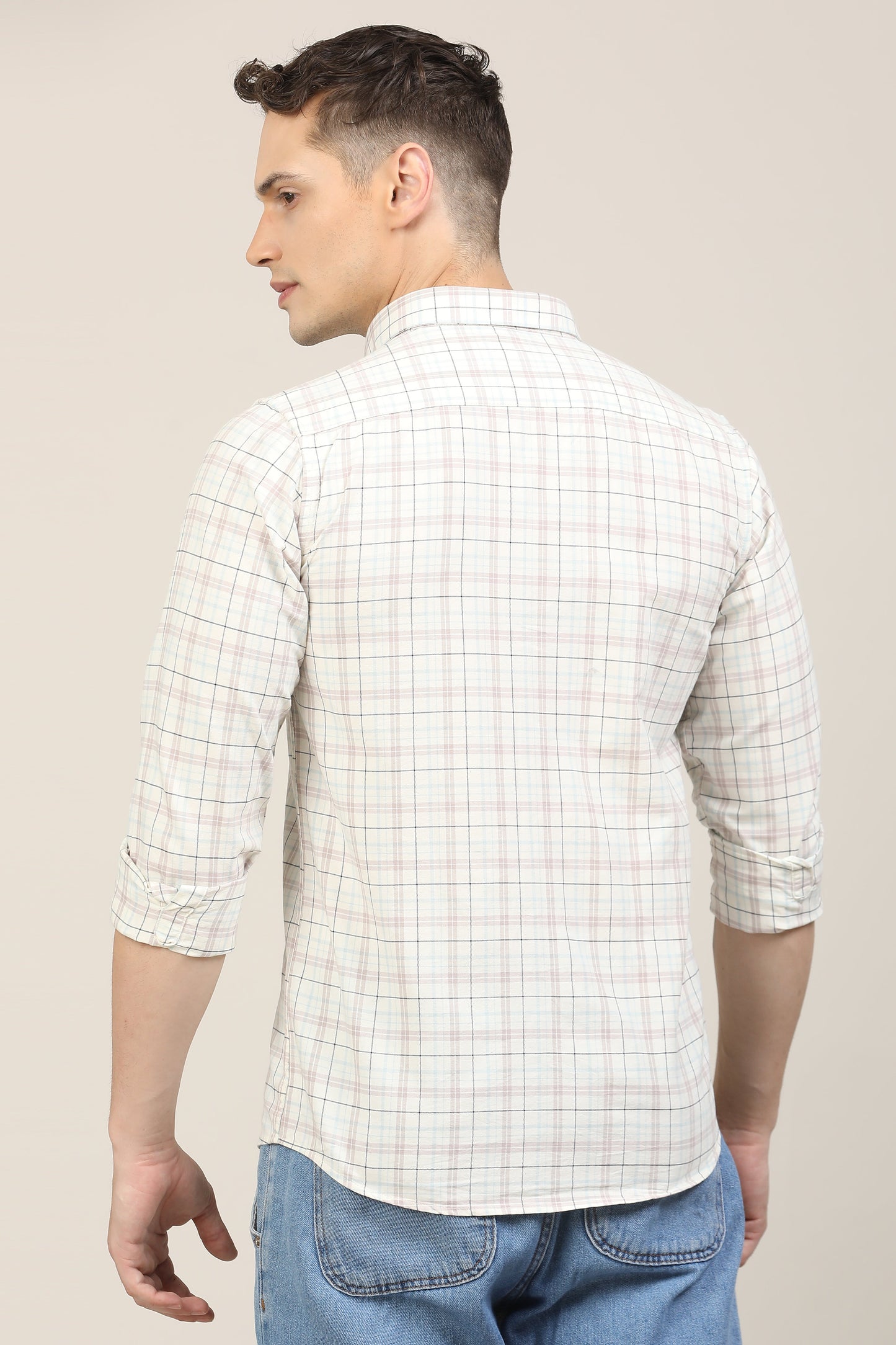 White Semi Checks Shirt