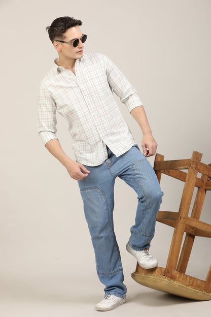 White Semi Checks Shirt