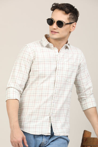 White Semi Checks Shirt