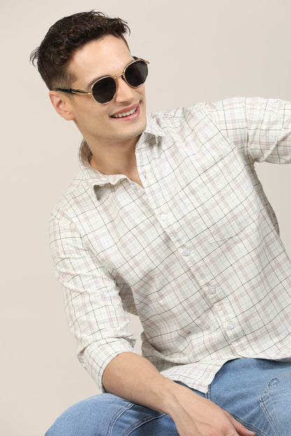 White Semi Checks Shirt