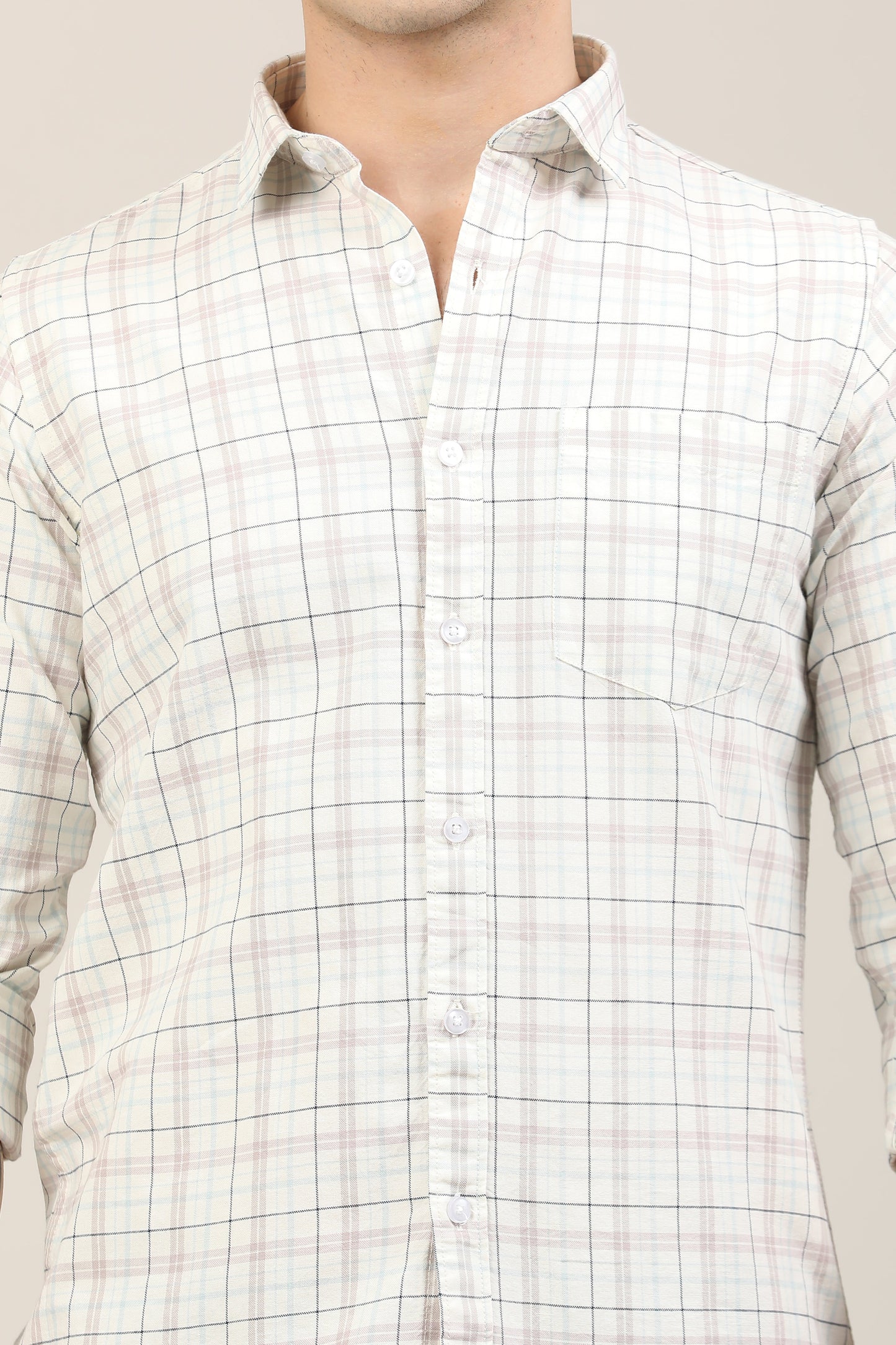 White Semi Checks Shirt