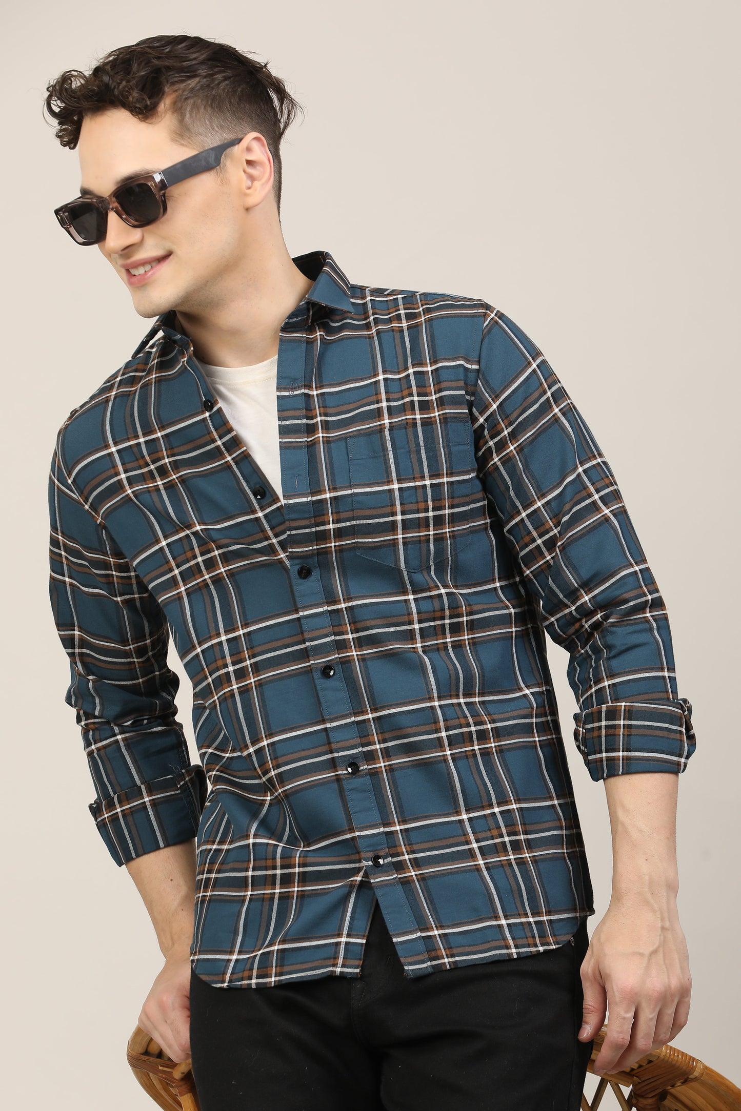 TealBlue Checks Shirt