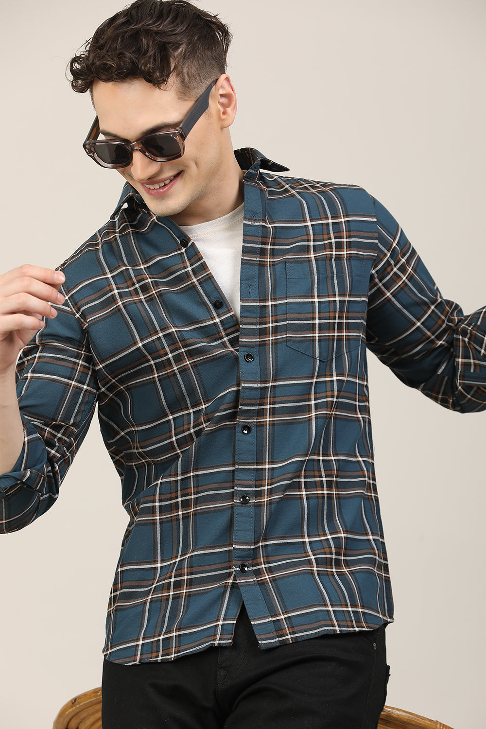 TealBlue Checks Shirt