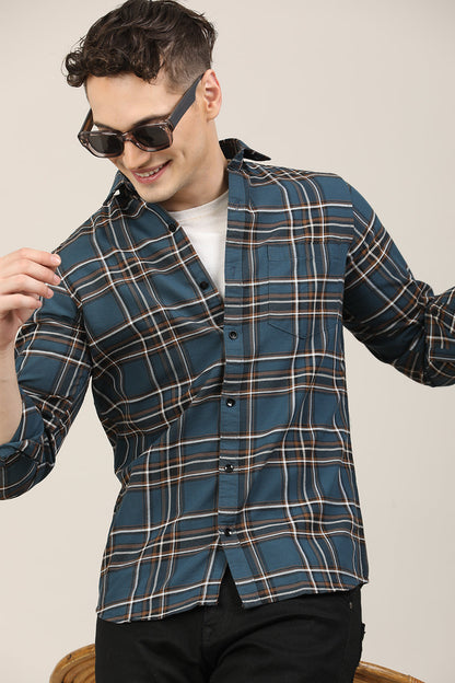 TealBlue Checks Shirt