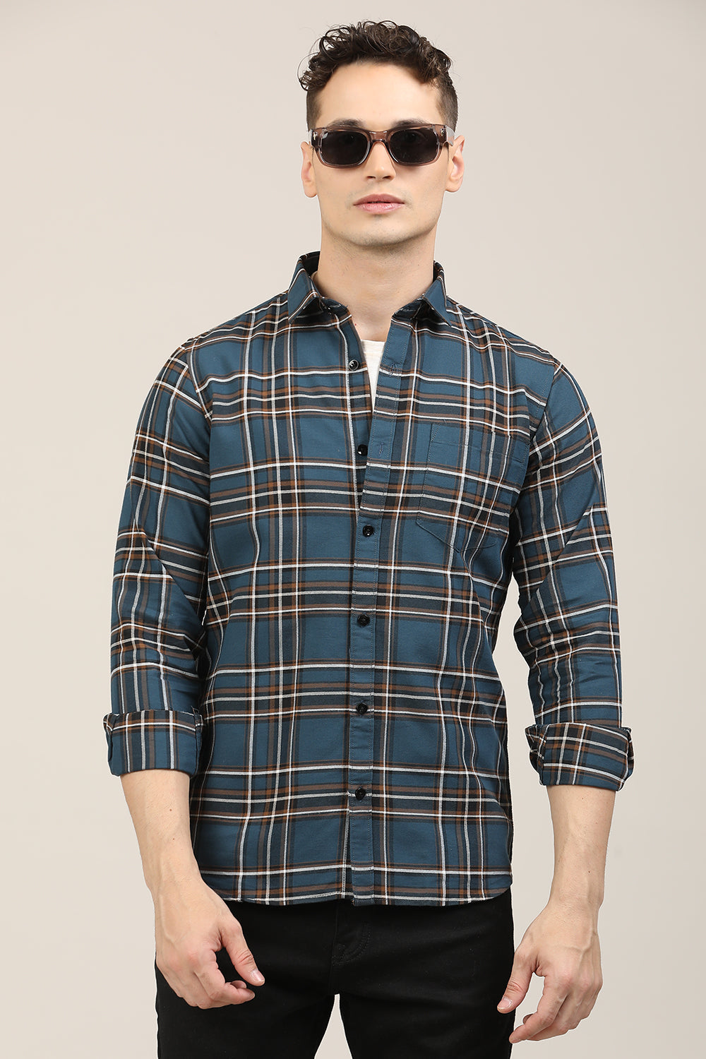 TealBlue Checks Shirt