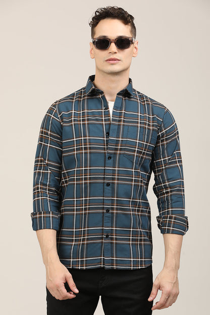 TealBlue Checks Shirt