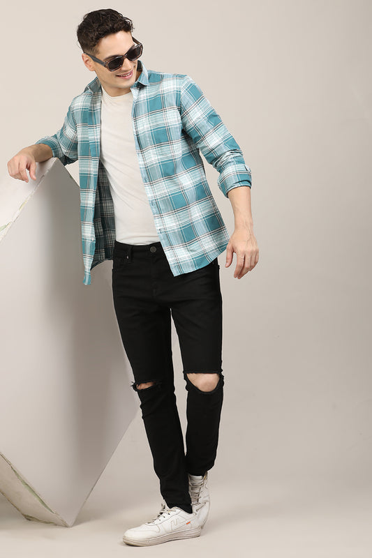 Steel Blue Checks Shirt