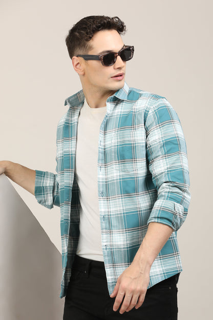 Steel Blue Checks Shirt
