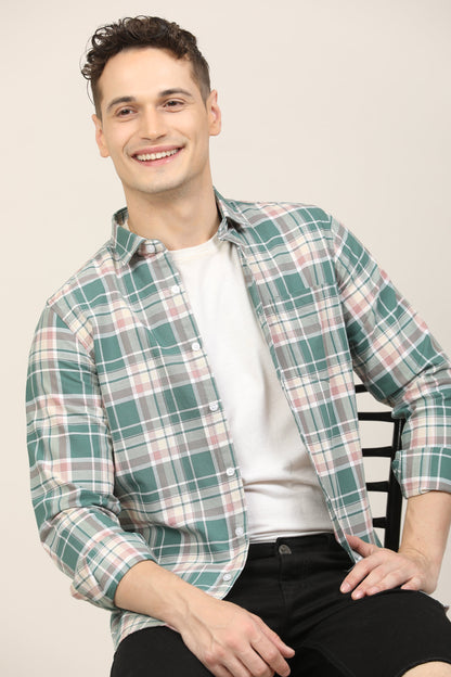 Sea Green Checks Shirt