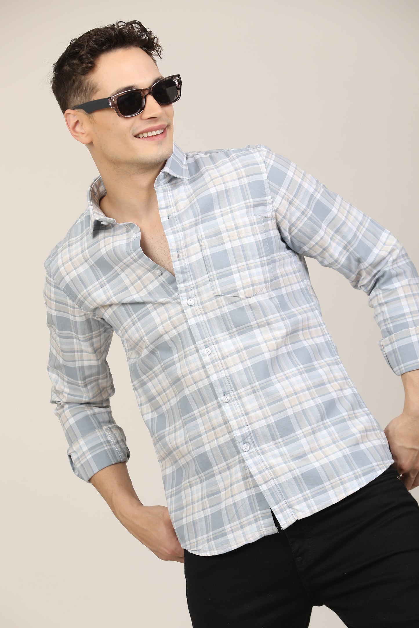 Sky Blue Checks Shirt