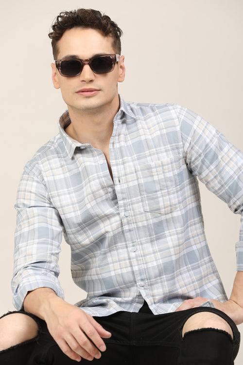 Sky Blue Checks Shirt