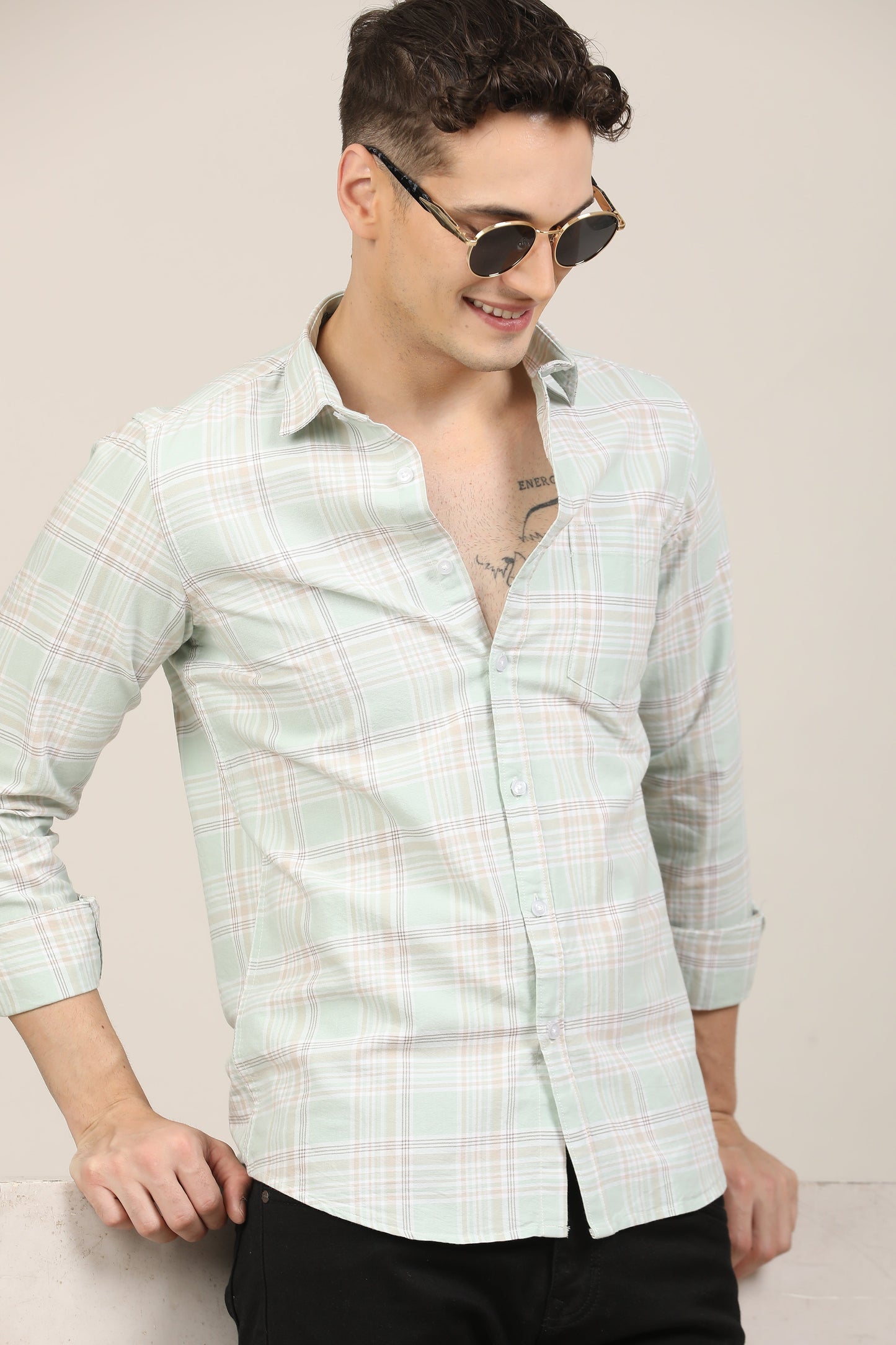 Lite Green Checks Shirt