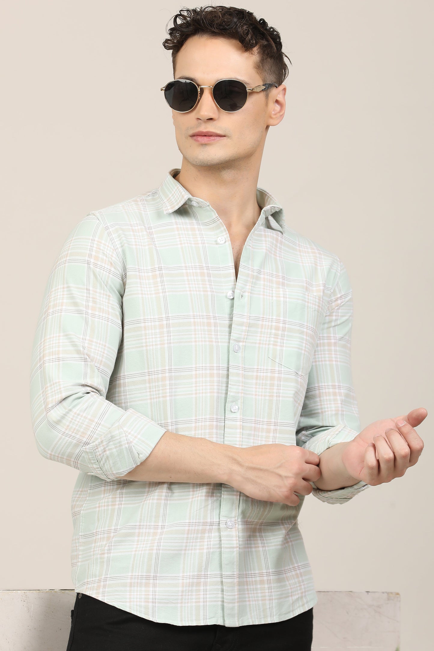 Lite Green Checks Shirt