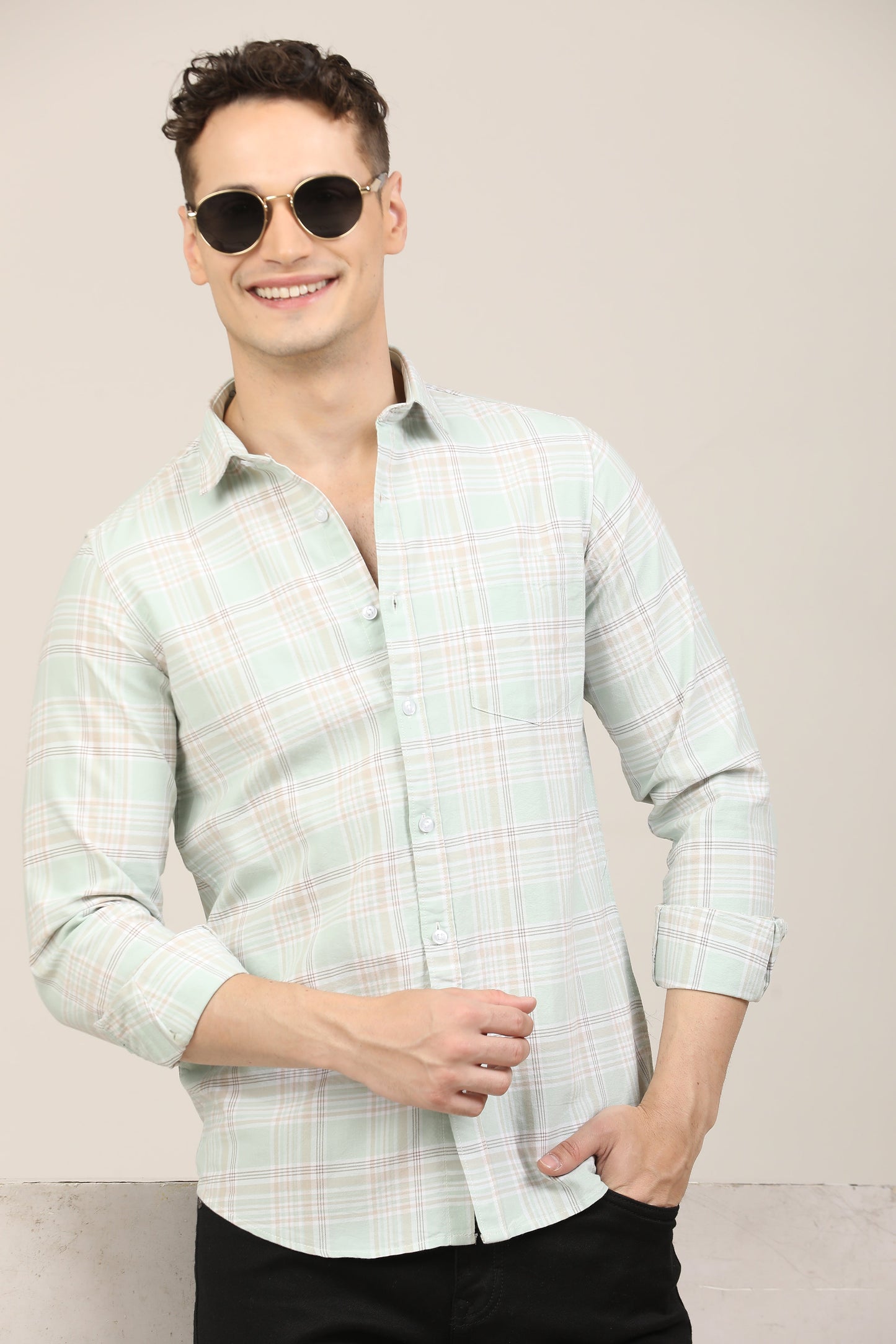 Lite Green Checks Shirt