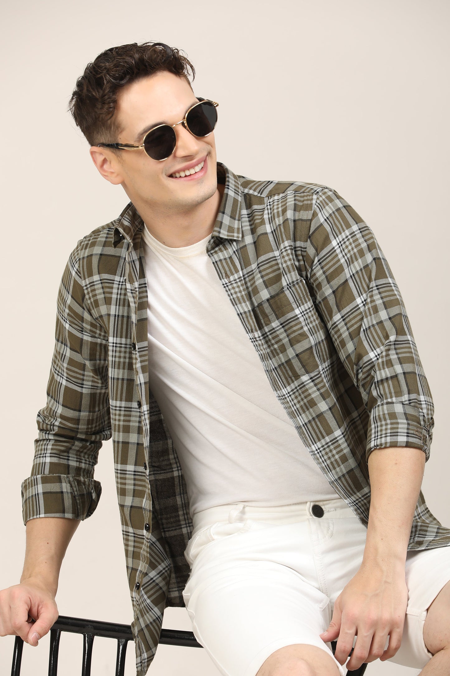 Bottle Green Check Shirt