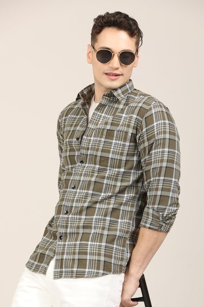 Bottle Green Check Shirt