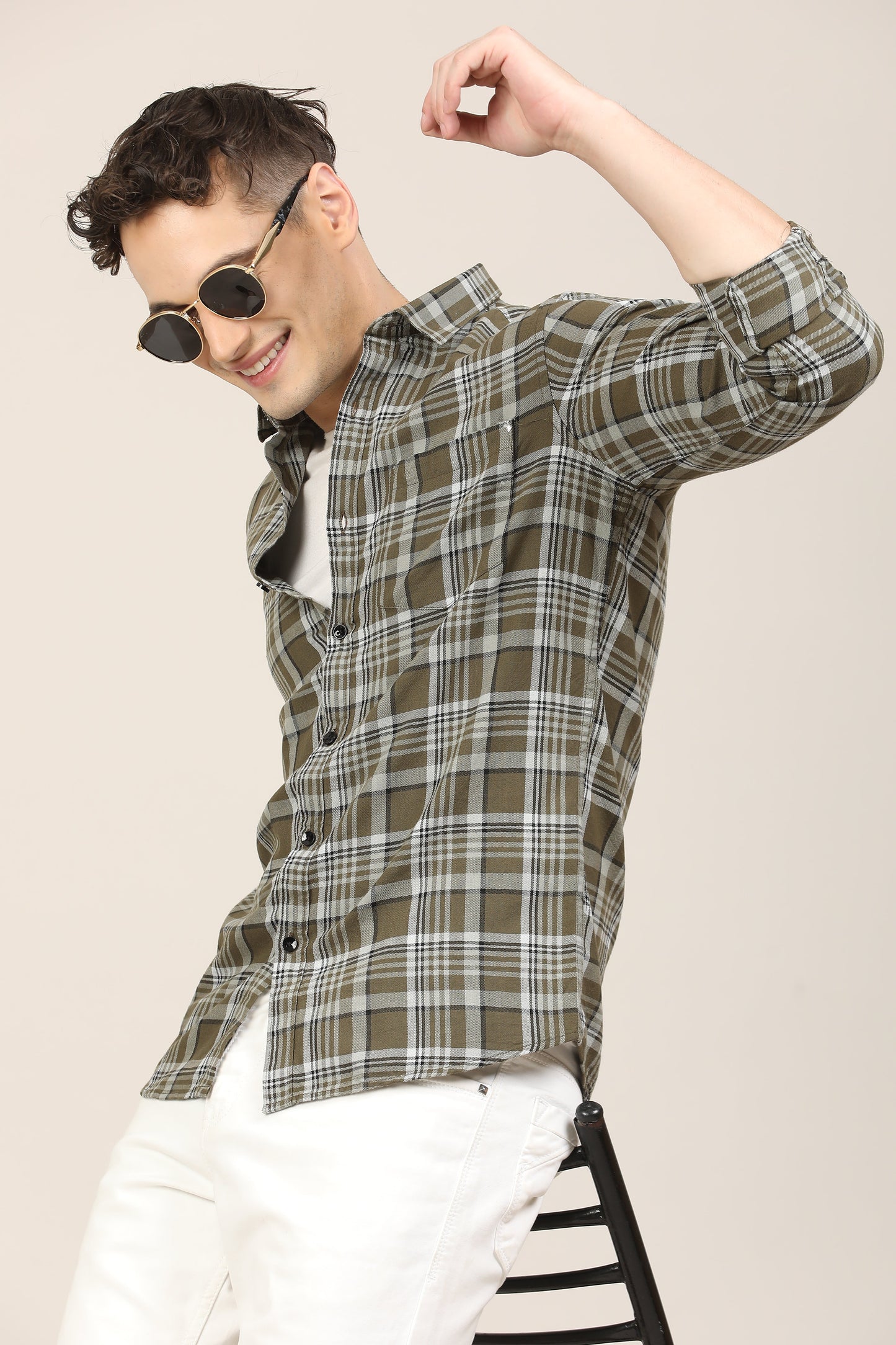 Bottle Green Check Shirt