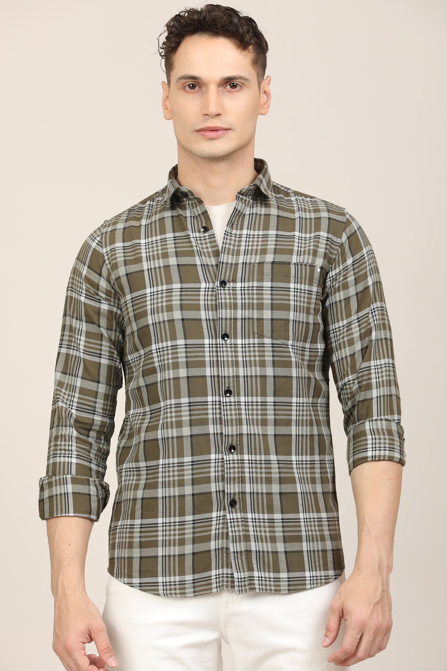 Bottle Green Check Shirt